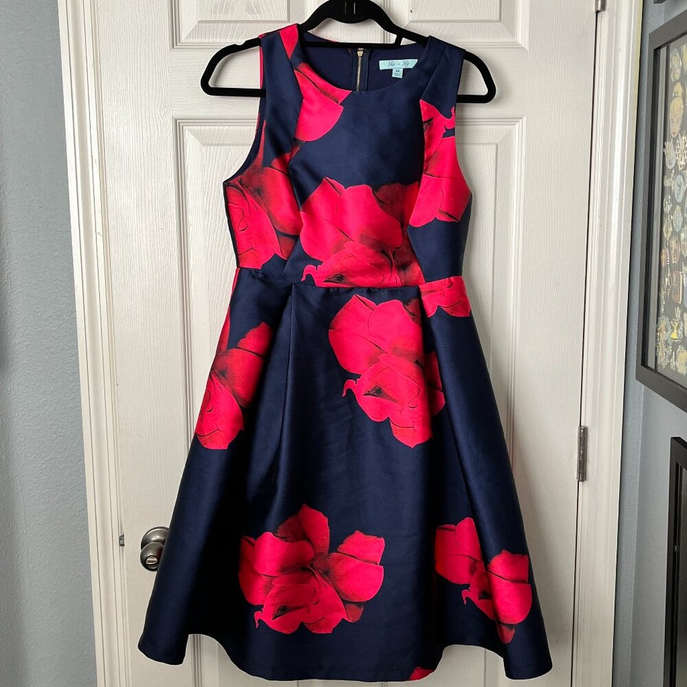 She + Sky navy & pink floral dress